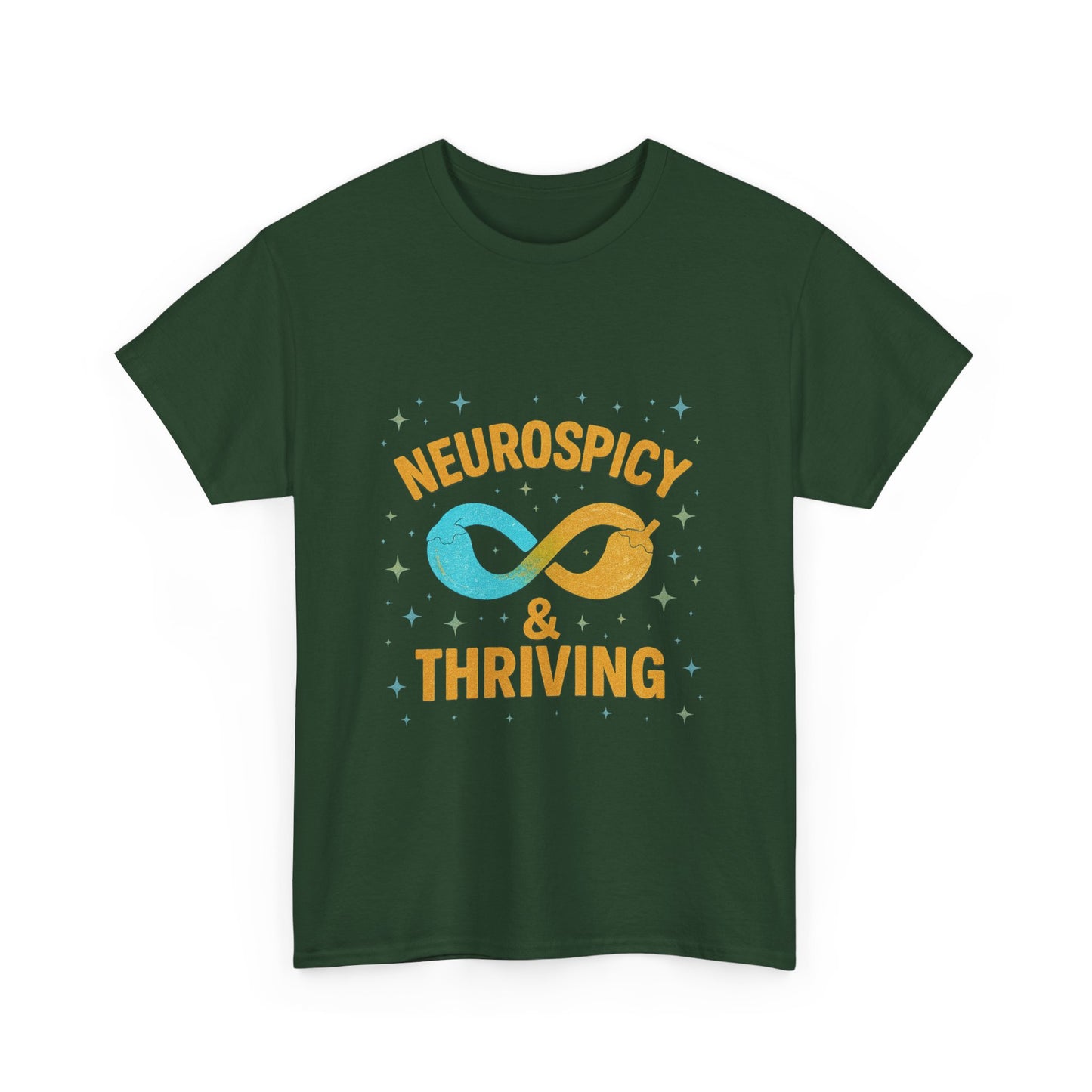 Neurospicy & Thriving Unisex Heavy Cotton Tee, Autism Awareness Shirt, Mental Health Advocacy, Inspirational Gift, Everyday Comfort