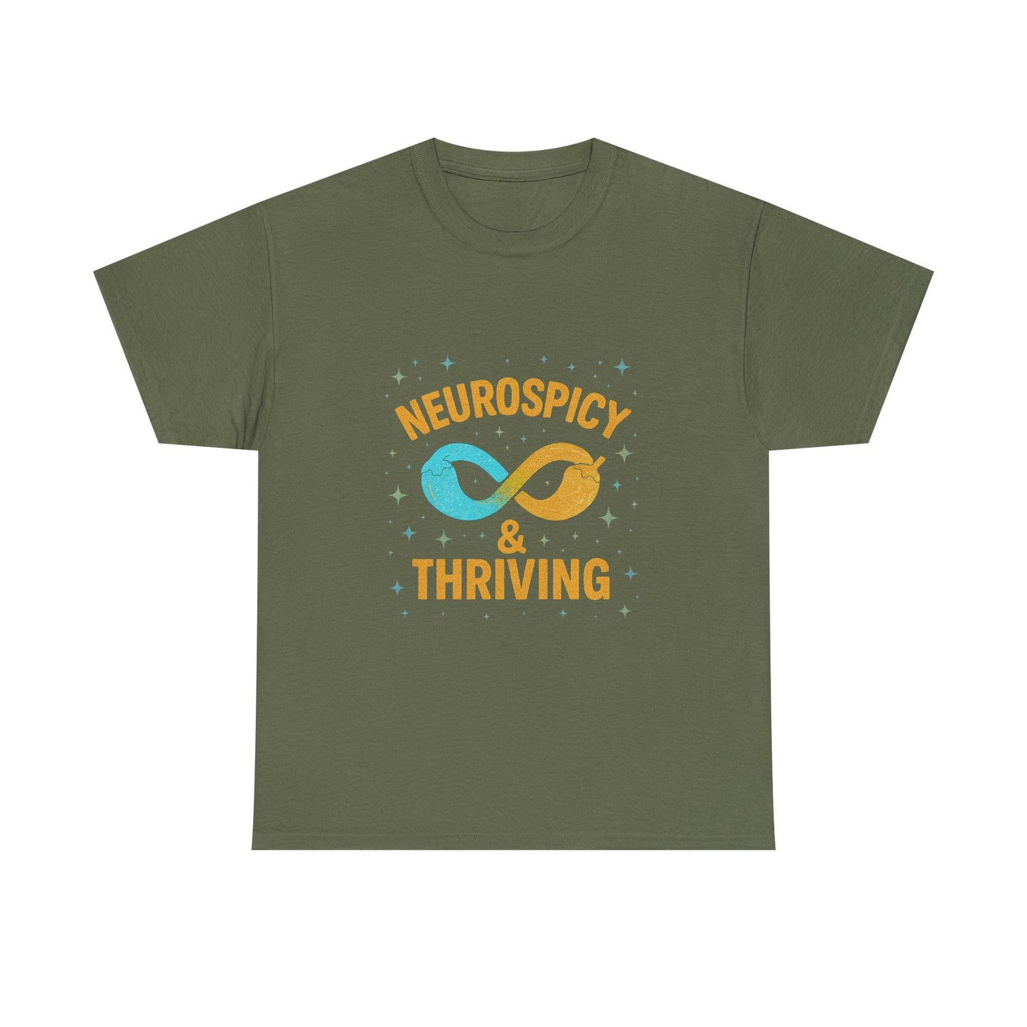 Neurospicy & Thriving Unisex Heavy Cotton Tee, Autism Awareness Shirt, Mental Health Advocacy, Inspirational Gift, Everyday Comfort