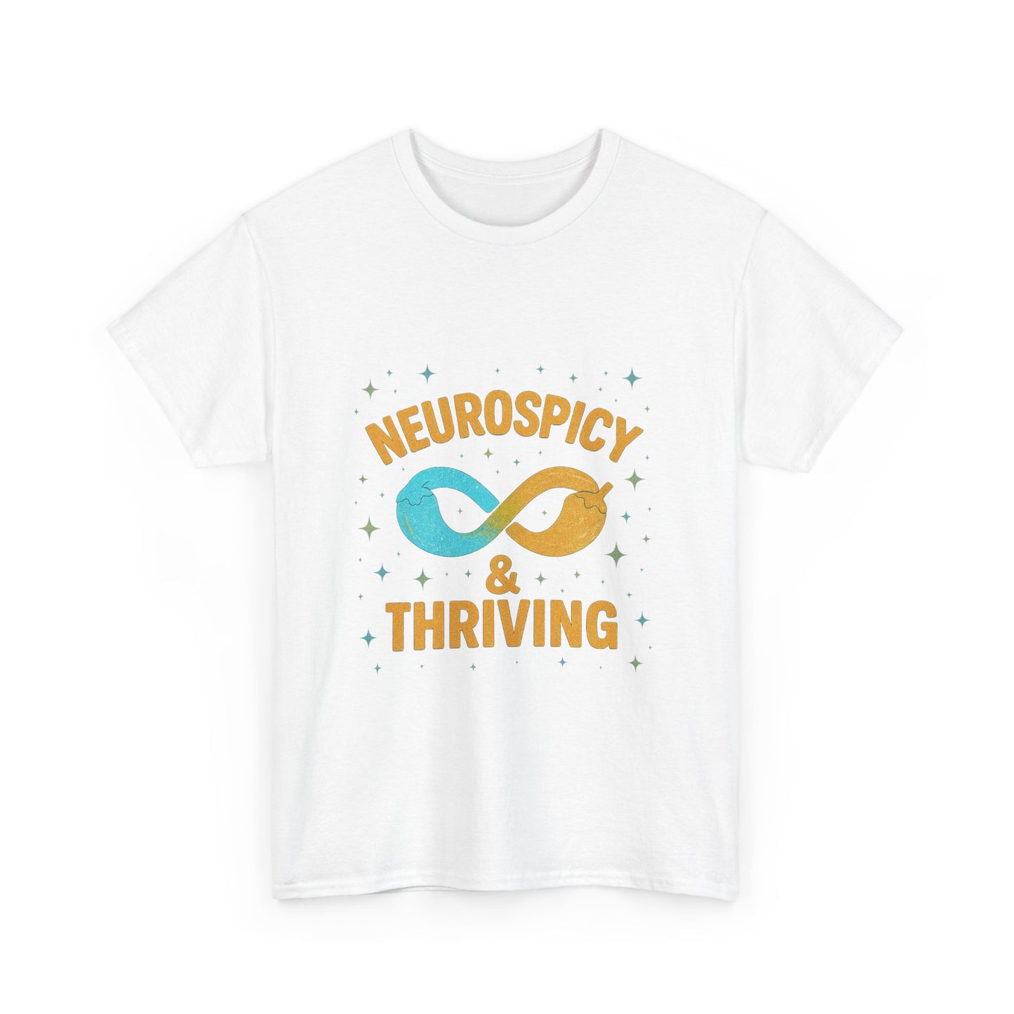 Neurospicy & Thriving Unisex Heavy Cotton Tee, Autism Awareness Shirt, Mental Health Advocacy, Inspirational Gift, Everyday Comfort