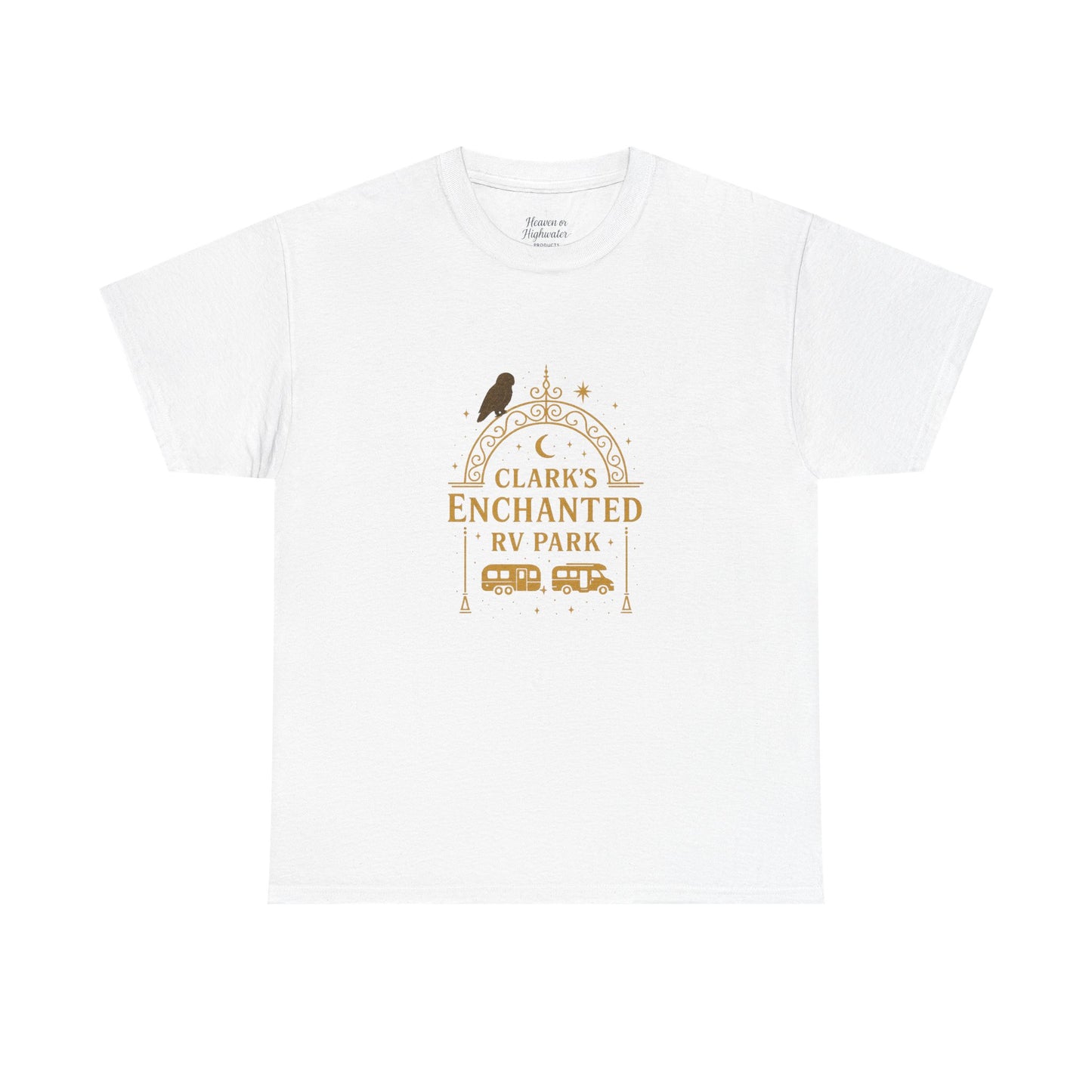 Enchanted RV Park Tee - Adventure Awaits, Unisex Heavy Cotton Tee, Nature Lover Gift, Travel Shirt, Campfire Friends Wear