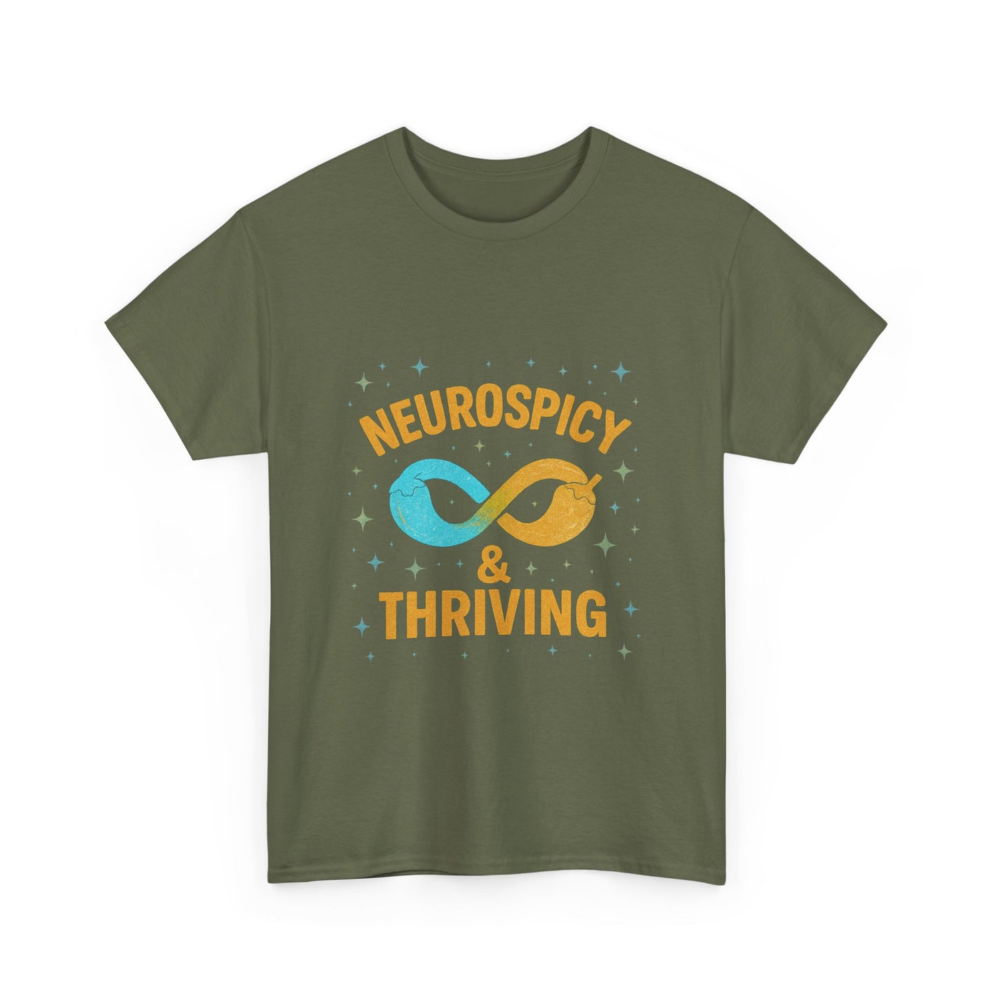 Neurospicy & Thriving Unisex Heavy Cotton Tee, Autism Awareness Shirt, Mental Health Advocacy, Inspirational Gift, Everyday Comfort