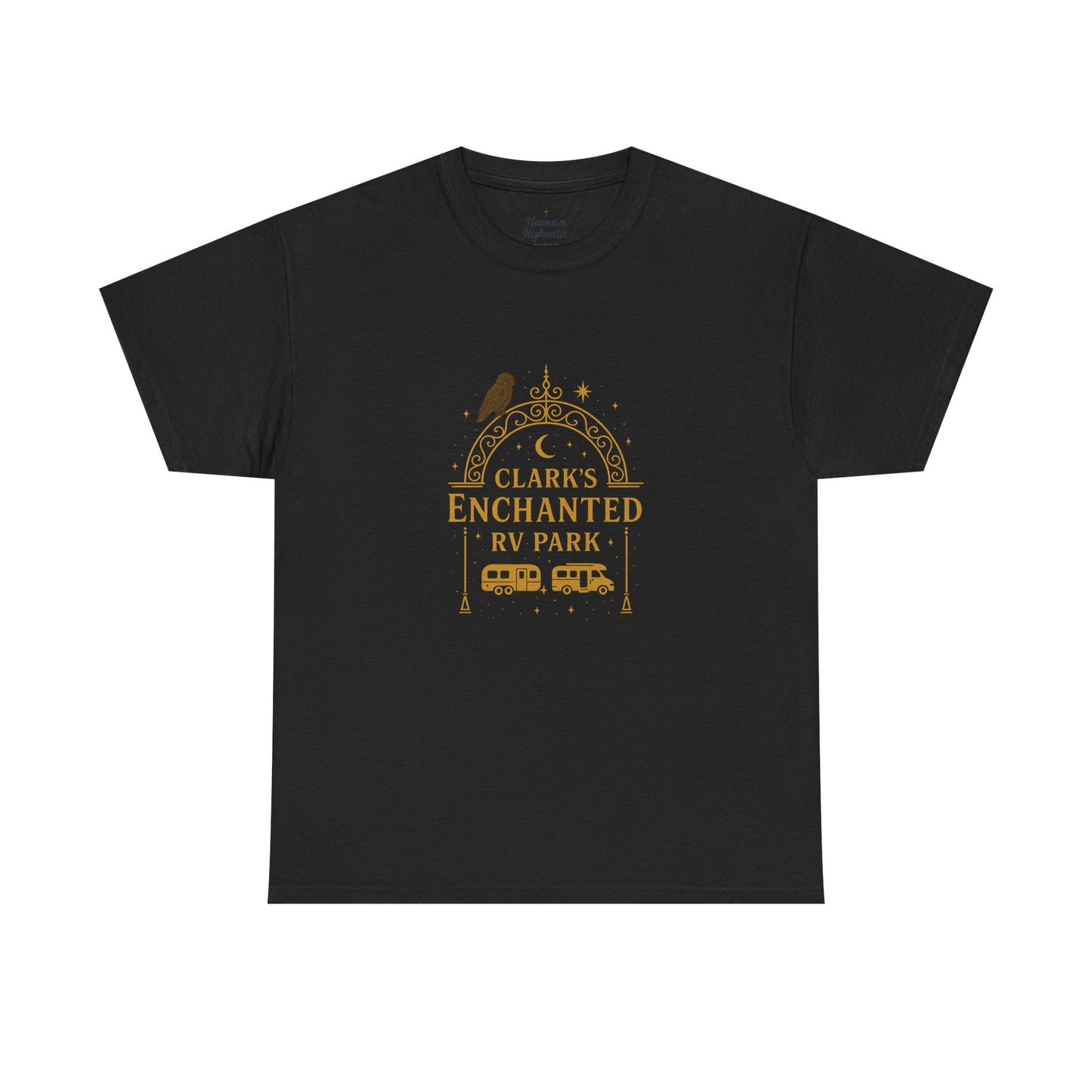 Enchanted RV Park Tee - Adventure Awaits, Unisex Heavy Cotton Tee, Nature Lover Gift, Travel Shirt, Campfire Friends Wear