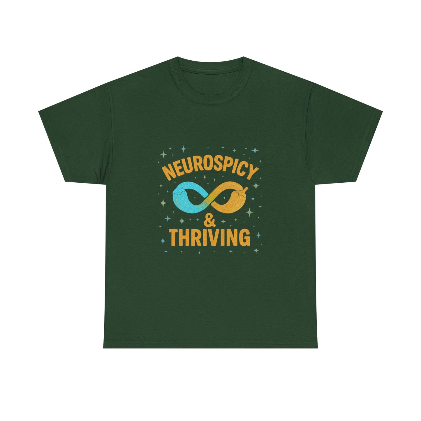 Neurospicy & Thriving Unisex Heavy Cotton Tee, Autism Awareness Shirt, Mental Health Advocacy, Inspirational Gift, Everyday Comfort