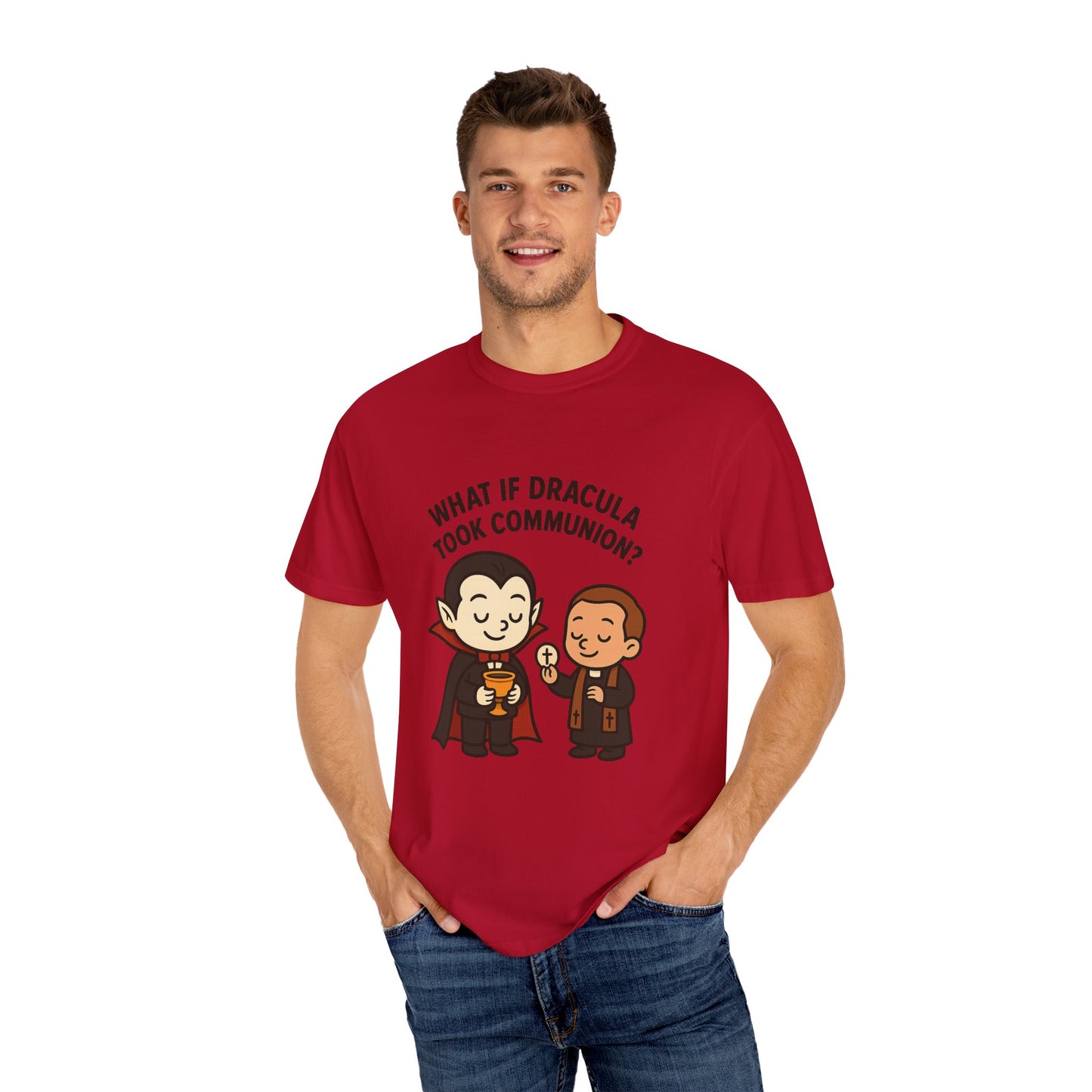 Whimsical Dracula T-Shirt, Funny Gift for Halloween, Unisex Tee for Comic Lovers, Humor Apparel for Every Occasion, Cute Cartoon Shirt