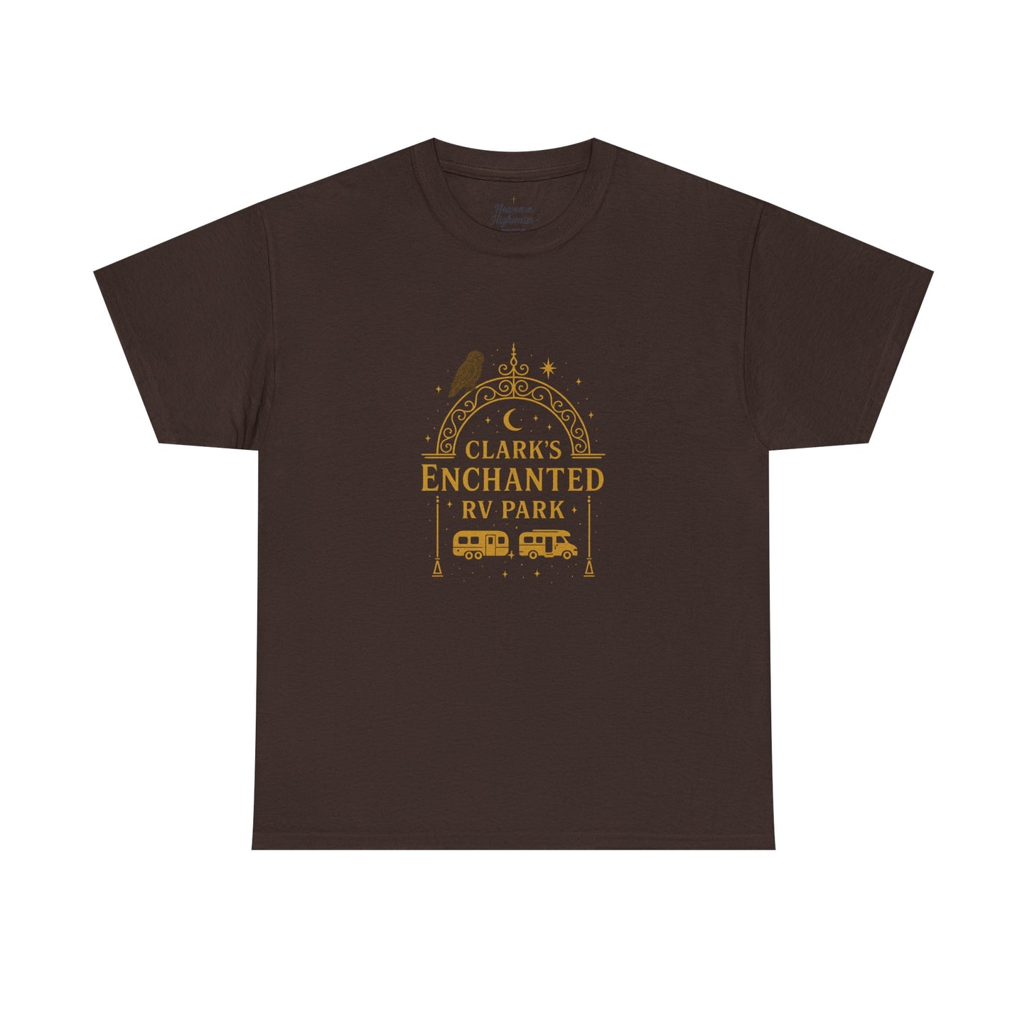 Enchanted RV Park Tee - Adventure Awaits, Unisex Heavy Cotton Tee, Nature Lover Gift, Travel Shirt, Campfire Friends Wear