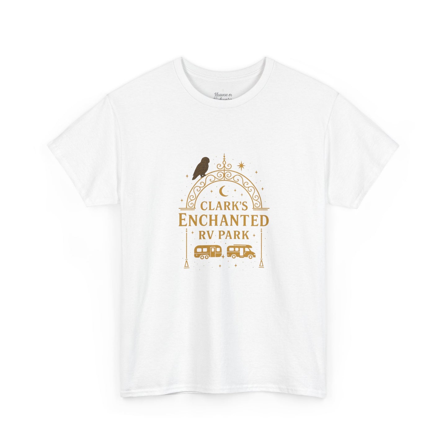Enchanted RV Park Tee - Adventure Awaits, Unisex Heavy Cotton Tee, Nature Lover Gift, Travel Shirt, Campfire Friends Wear