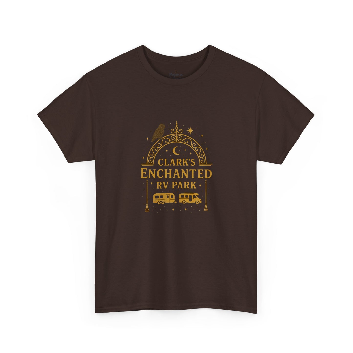Enchanted RV Park Tee - Adventure Awaits, Unisex Heavy Cotton Tee, Nature Lover Gift, Travel Shirt, Campfire Friends Wear