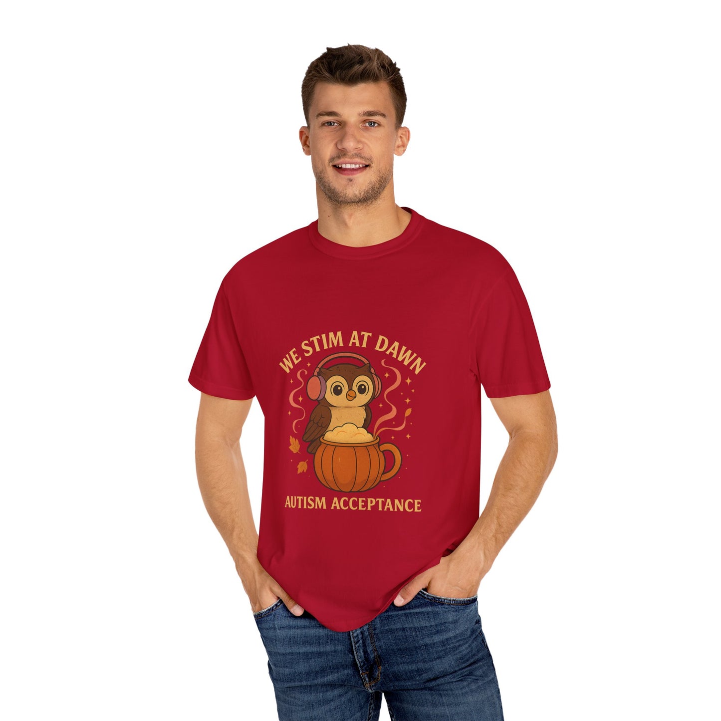 Autism Acceptance T-Shirt, We Stim at Dawn Tee, Cute Quirky Tee, Gift for Neurodiversity, Unisex Youth Adult Apparel
