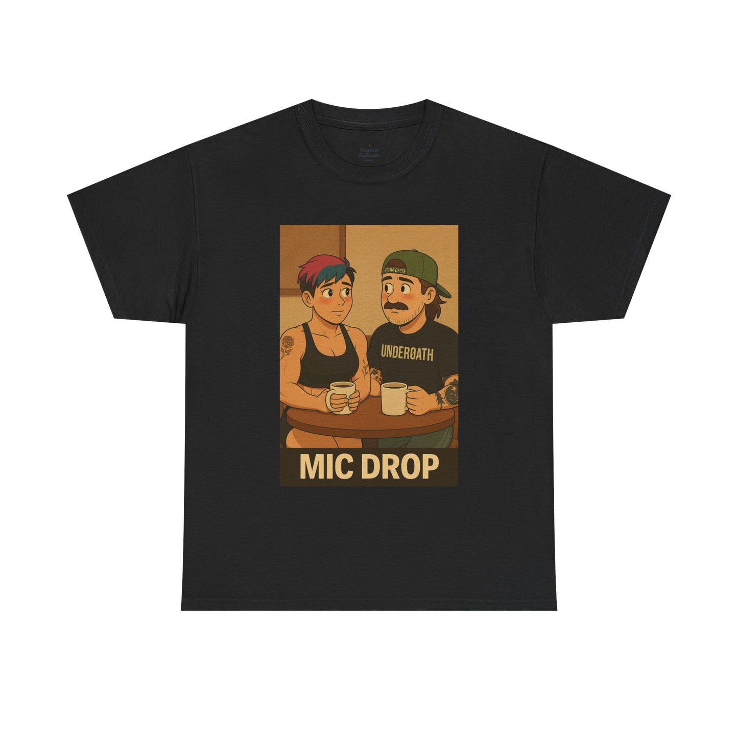 Mic Drop Unisex Heavy Cotton Tee, Fun Graphic T-Shirt, Casual Wear, Gift for Friends, Unique Humor Shirt, Coffee Lovers Tee