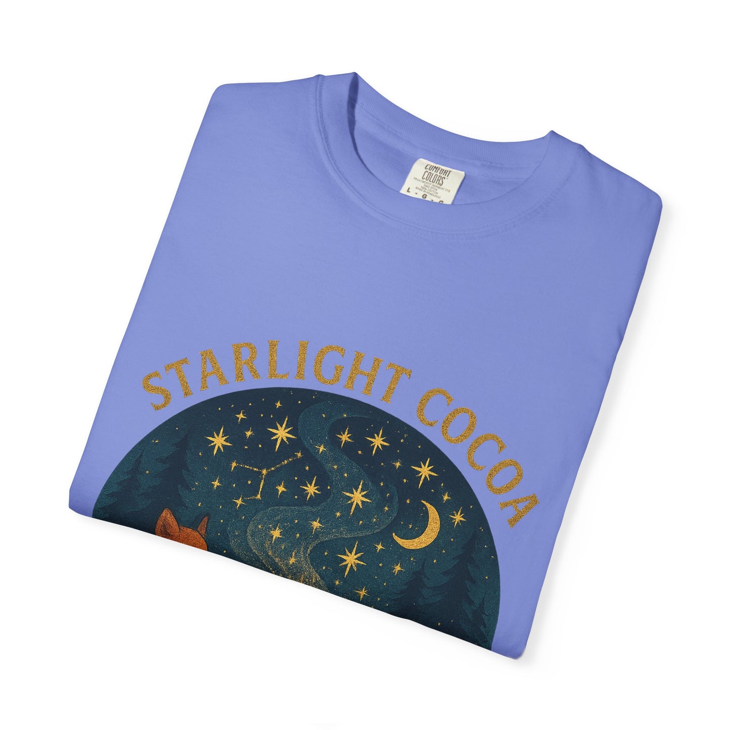 Starlight Cocoa T-Shirt | Cozy Night Vibe | Unisex Graphic Tee | Perfect for Camping, Stargazing, Gift for Nature Lovers