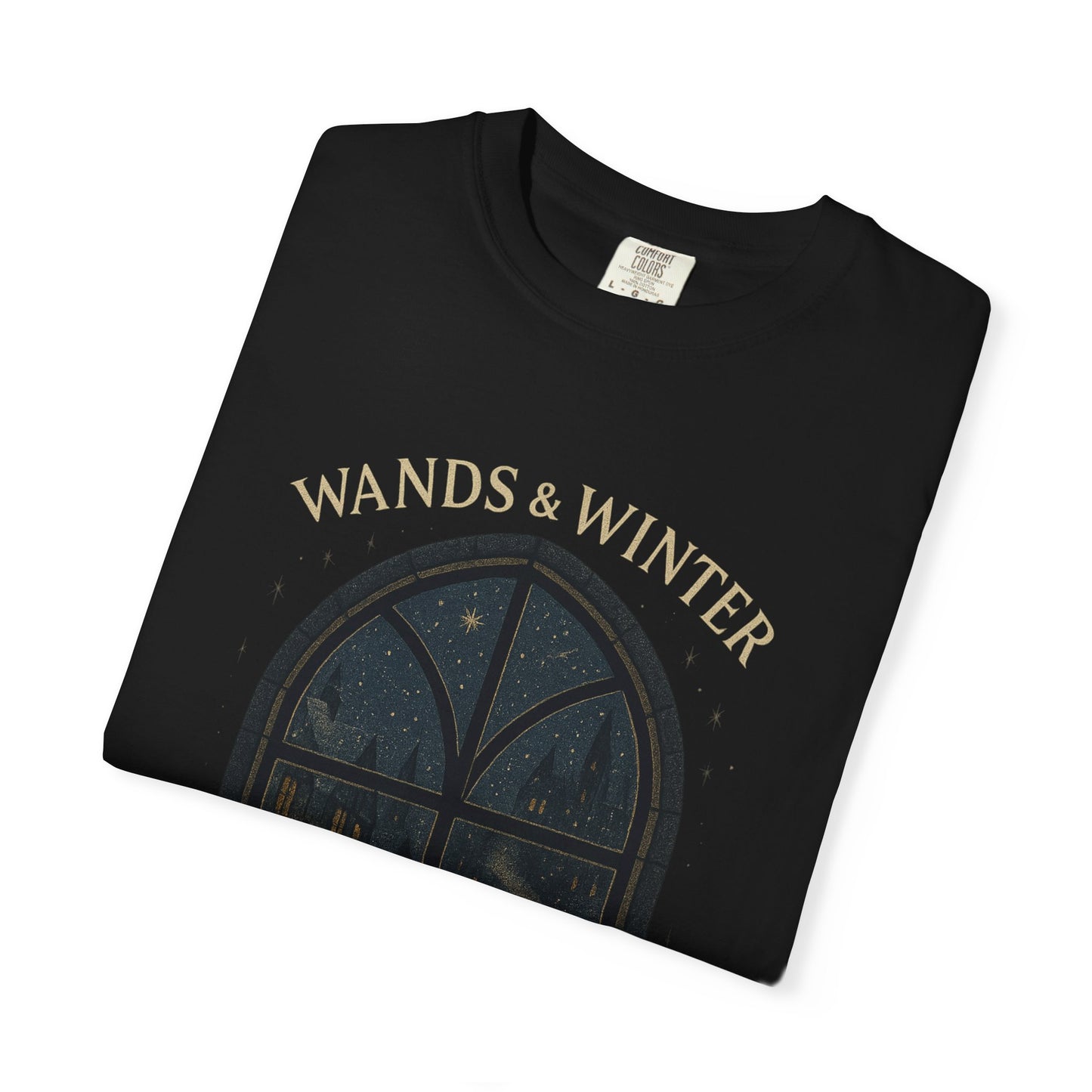 Wands & Winter Unisex Garment-Dyed T-shirt | Cozy Magic Tee, Holiday Gift, Winter Apparel, Witchy Style, Casual Wear