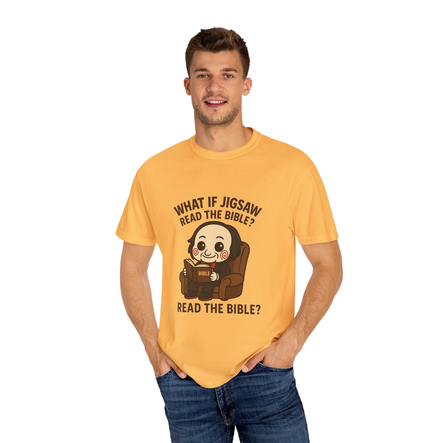 Quirky Graphic Tee, Jigsaw Humor Shirt, Unique Gift for Readers, Fun Bible Reference T-shirt, Casual Everyday Wear