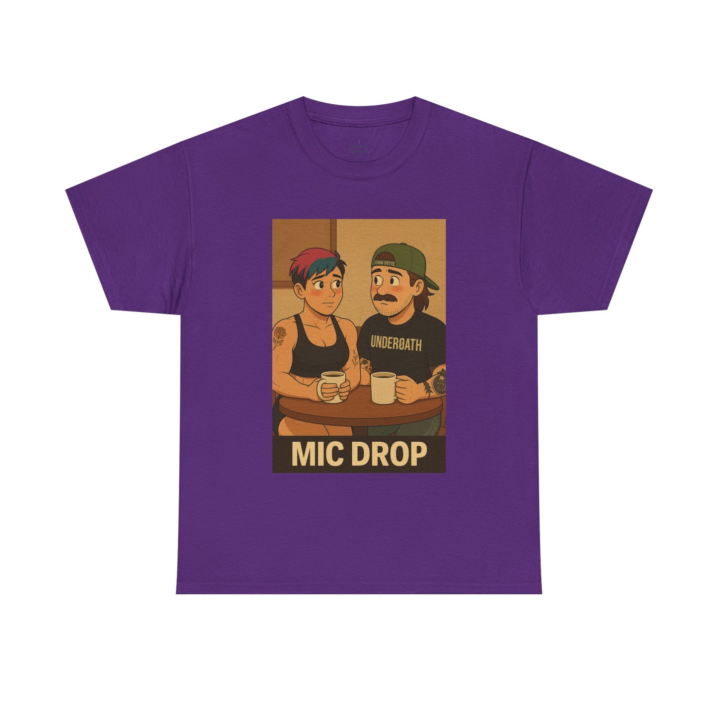 Mic Drop Unisex Heavy Cotton Tee, Fun Graphic T-Shirt, Casual Wear, Gift for Friends, Unique Humor Shirt, Coffee Lovers Tee