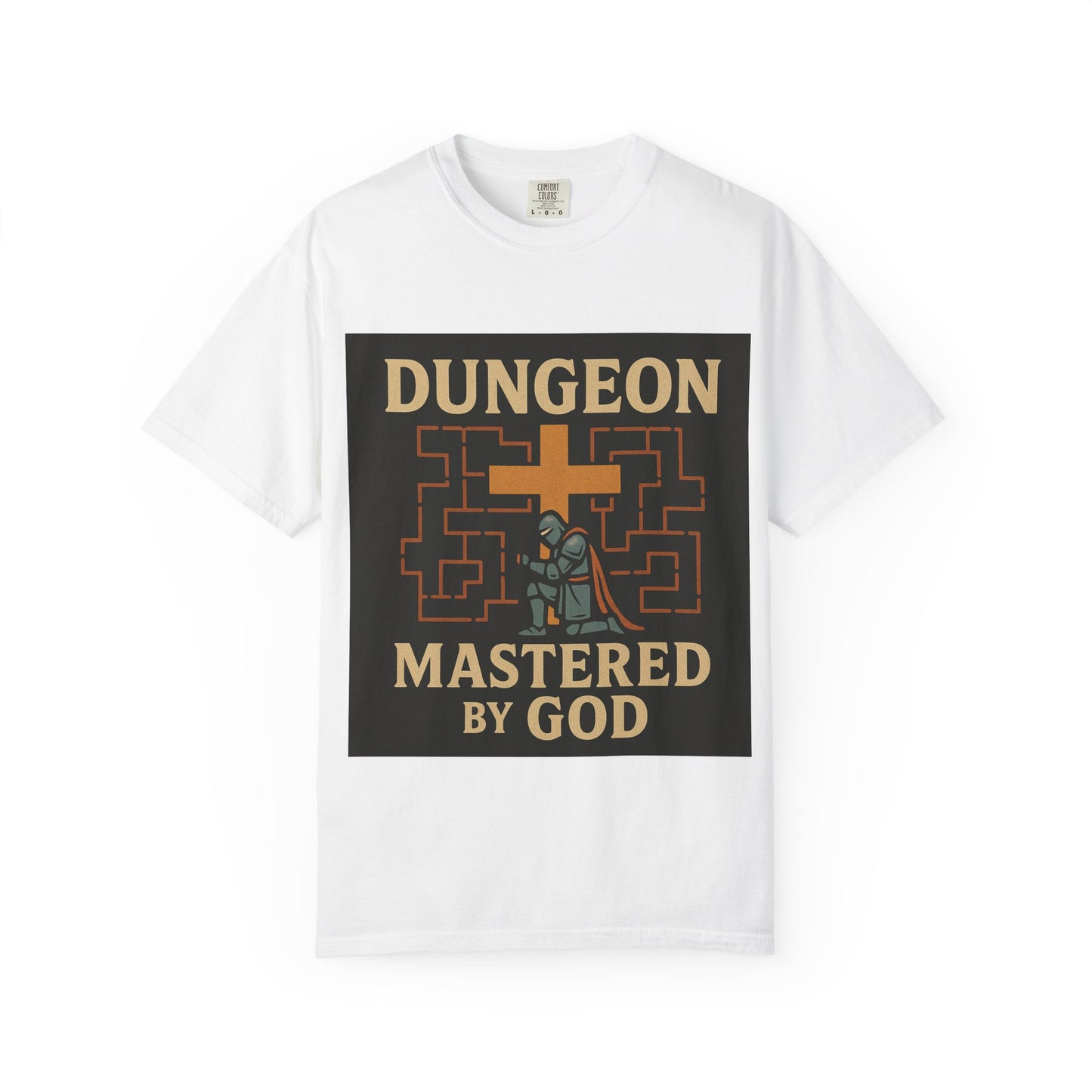Dungeon Mastered by God T-Shirt, Unisex Graphic Tee, Gamer Gift, Funny Religious Humor, Retro Video Game Shirt