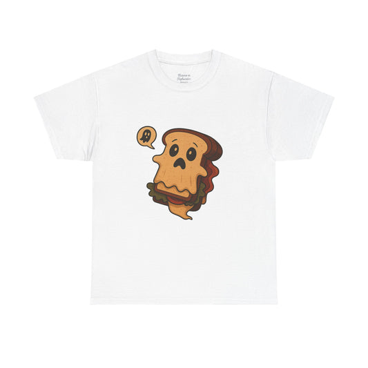 Ghostly Grilled Cheese Tee, Fun T-Shirt for Food Lovers, Cute Halloween Apparel, Unisex Graphic Tee for Kids & Adults