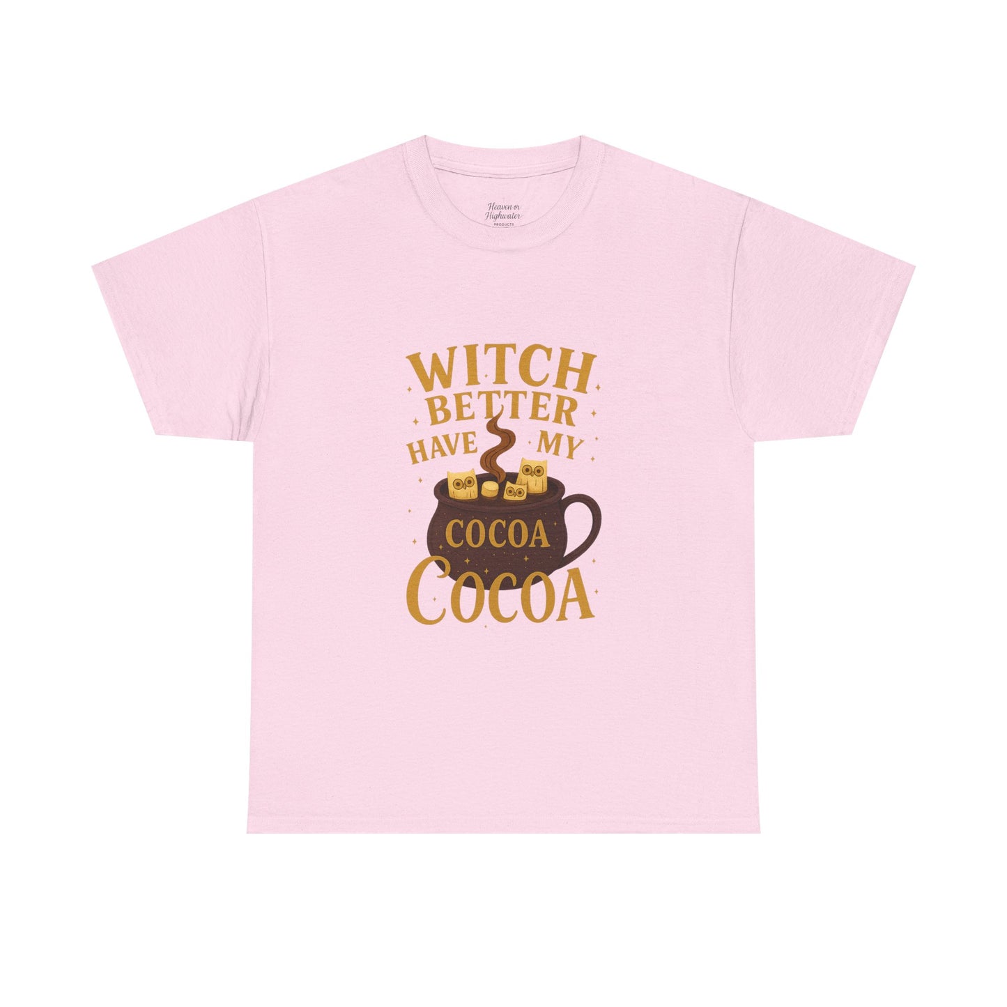 Witchy Cocoa Tee - Unisex Heavy Cotton Shirt for Fall, Halloween Parties, Cozy Vibes, Gift Idea, Fall Fashion