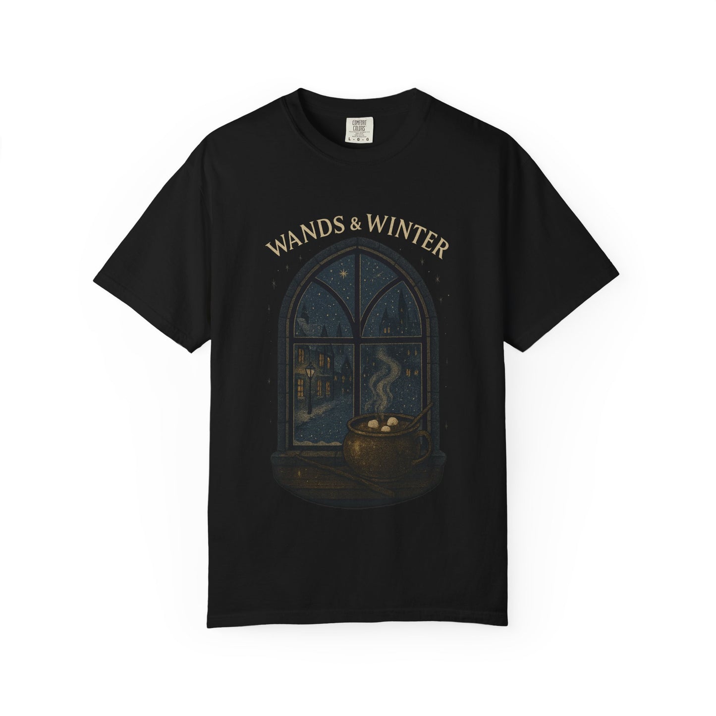 Wands & Winter Unisex Garment-Dyed T-shirt | Cozy Magic Tee, Holiday Gift, Winter Apparel, Witchy Style, Casual Wear