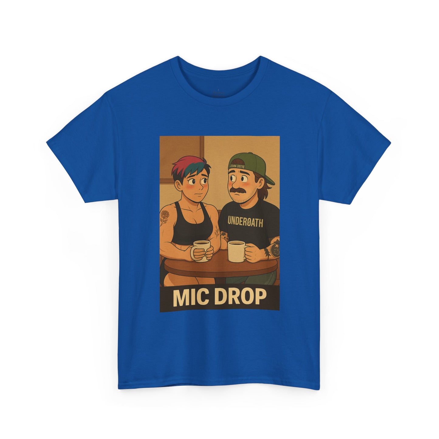 Mic Drop Unisex Heavy Cotton Tee, Fun Graphic T-Shirt, Casual Wear, Gift for Friends, Unique Humor Shirt, Coffee Lovers Tee