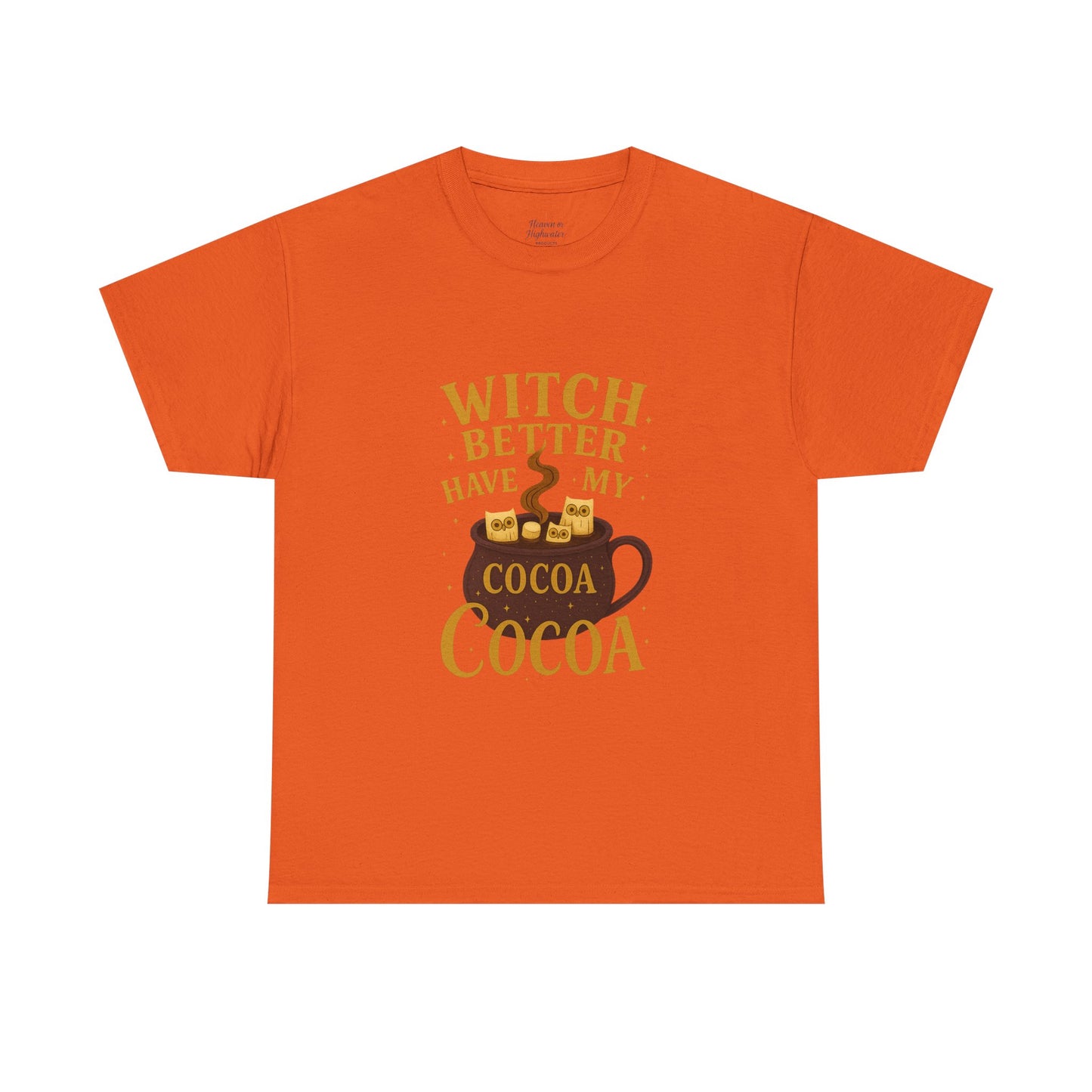 Witchy Cocoa Tee - Unisex Heavy Cotton Shirt for Fall, Halloween Parties, Cozy Vibes, Gift Idea, Fall Fashion