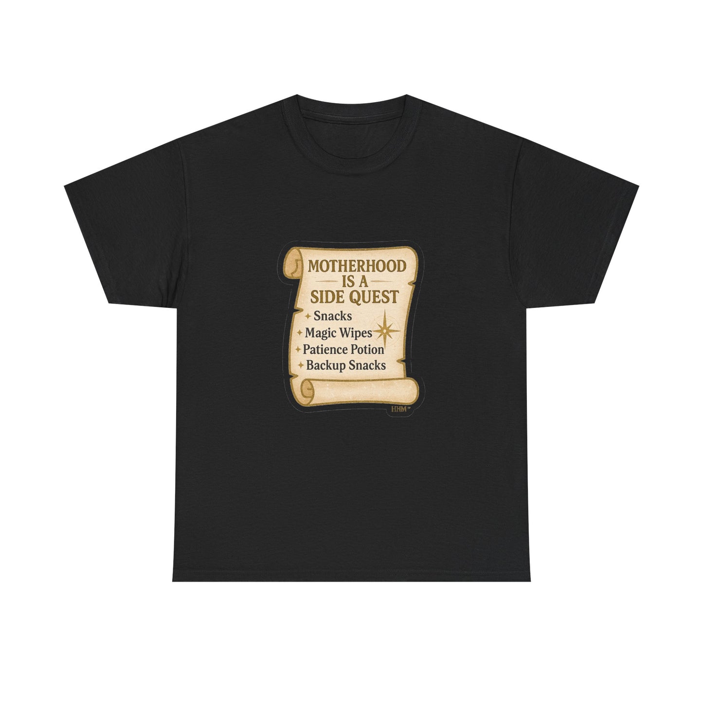 Unisex Heavy Cotton Tee - 'Motherhood is a Side Quest' - Funny Mom T-Shirt, Gifts for Mom, Parenthood Humor, Family Quote Tee, Casual Wear