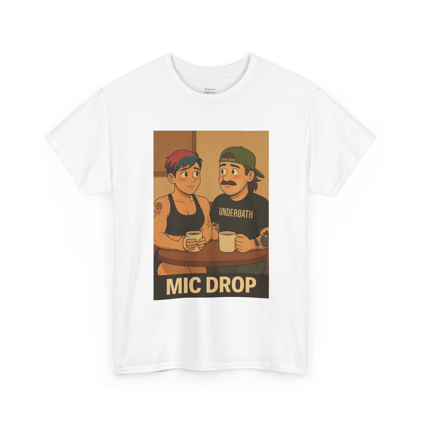 Mic Drop Unisex Heavy Cotton Tee, Fun Graphic T-Shirt, Casual Wear, Gift for Friends, Unique Humor Shirt, Coffee Lovers Tee