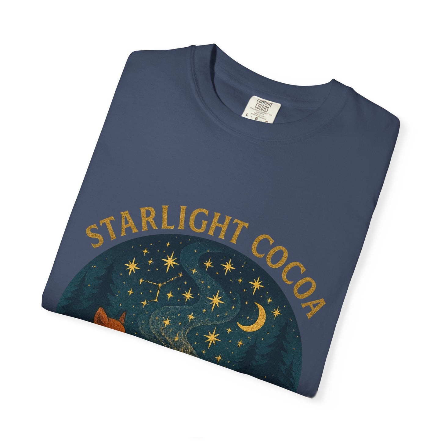 Starlight Cocoa T-Shirt | Cozy Night Vibe | Unisex Graphic Tee | Perfect for Camping, Stargazing, Gift for Nature Lovers