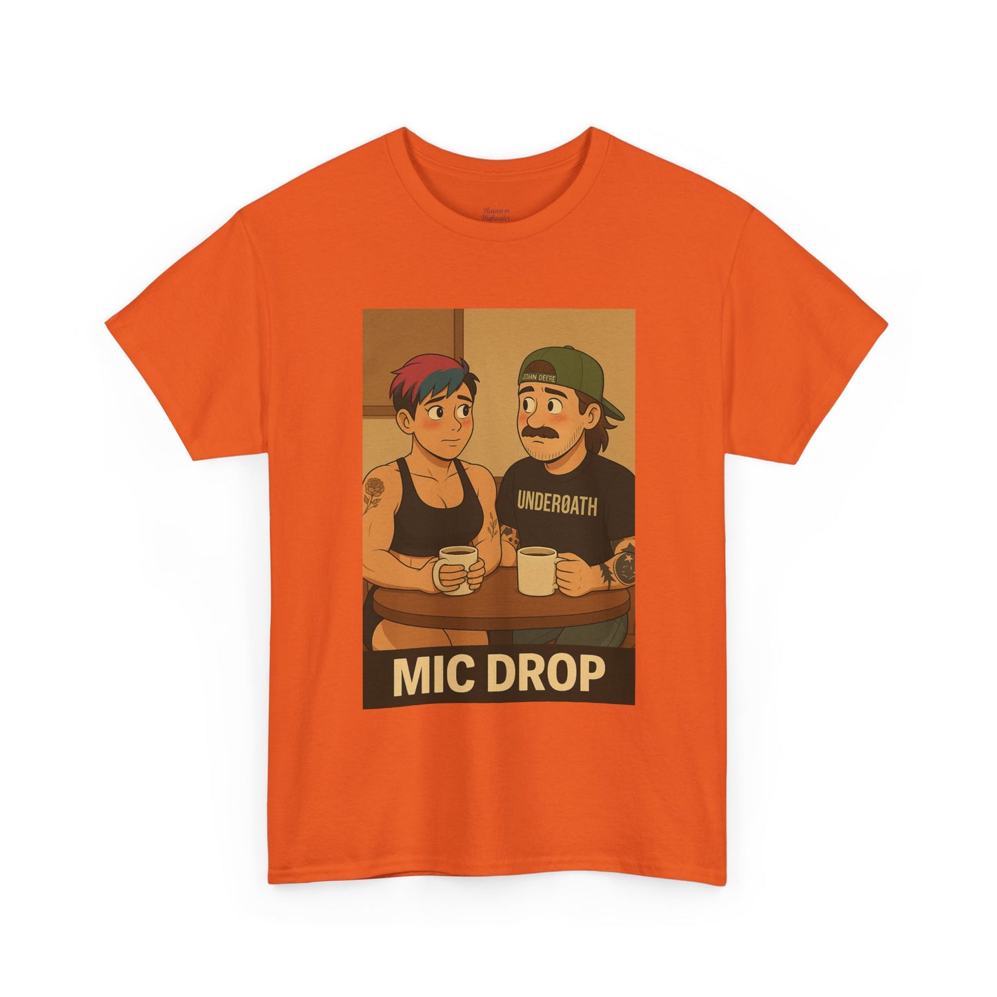 Mic Drop Unisex Heavy Cotton Tee, Fun Graphic T-Shirt, Casual Wear, Gift for Friends, Unique Humor Shirt, Coffee Lovers Tee