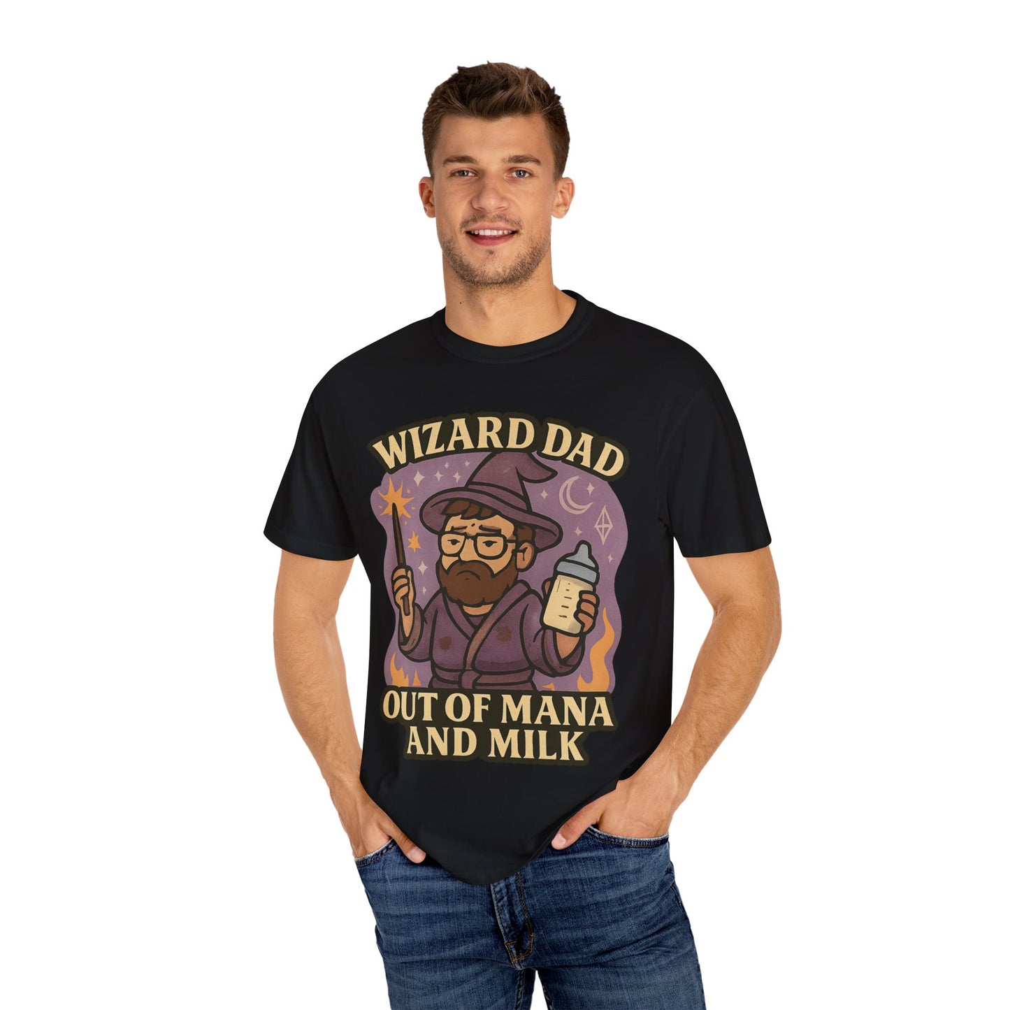 Wizard Dad T-Shirt - Unisex Garment-Dyed Tee for Dads, Funny Gift for Father's Day, Gifts for Wizards, Casual Wear, Character Tee