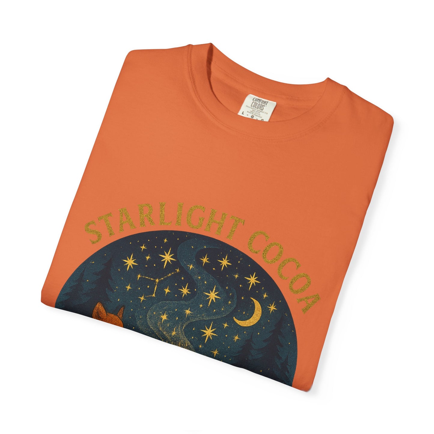 Starlight Cocoa T-Shirt | Cozy Night Vibe | Unisex Graphic Tee | Perfect for Camping, Stargazing, Gift for Nature Lovers