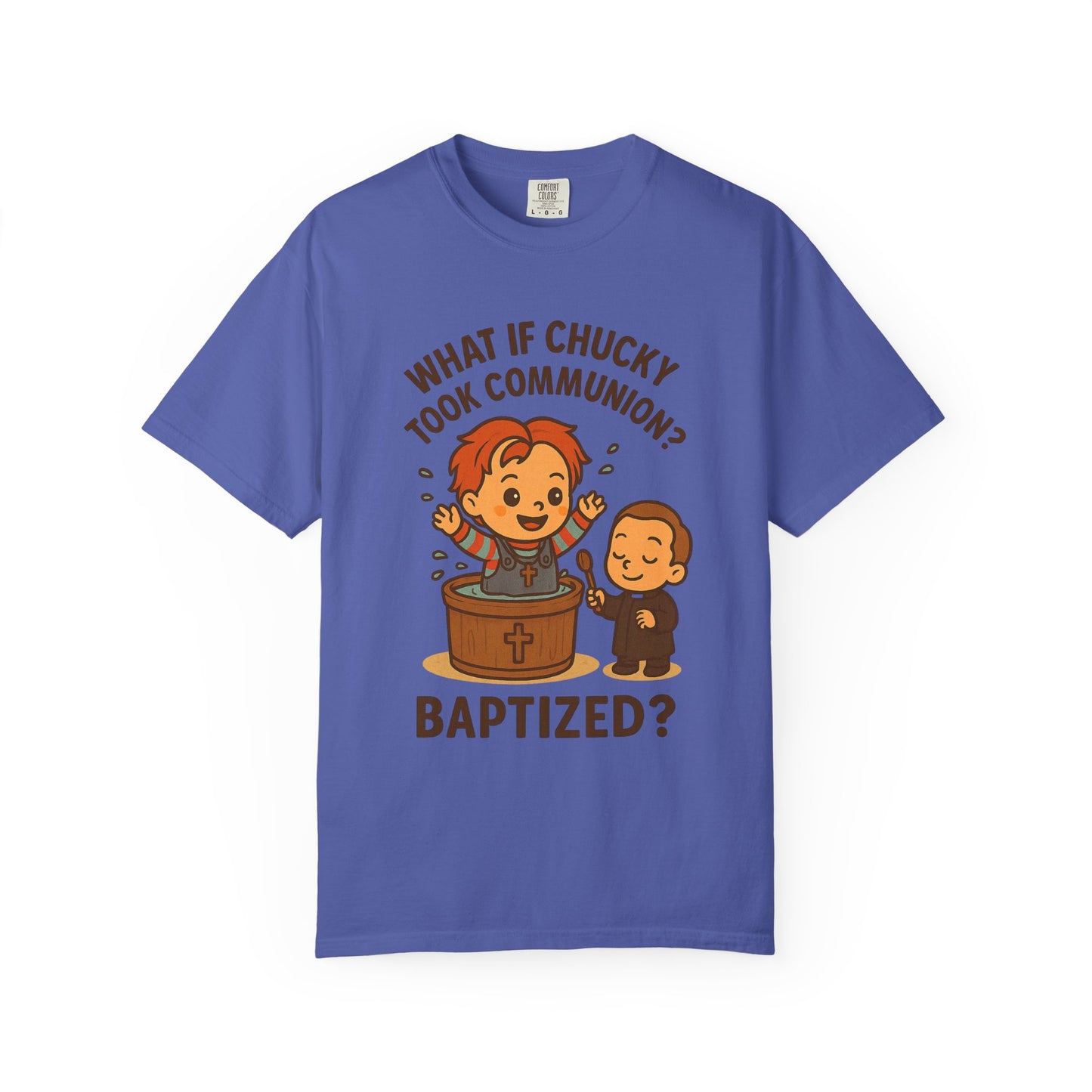 Baptism Humor T-Shirt, Funny Religious Tee, Unisex Gift, Cute Chucky Design, Perfect for Celebrations
