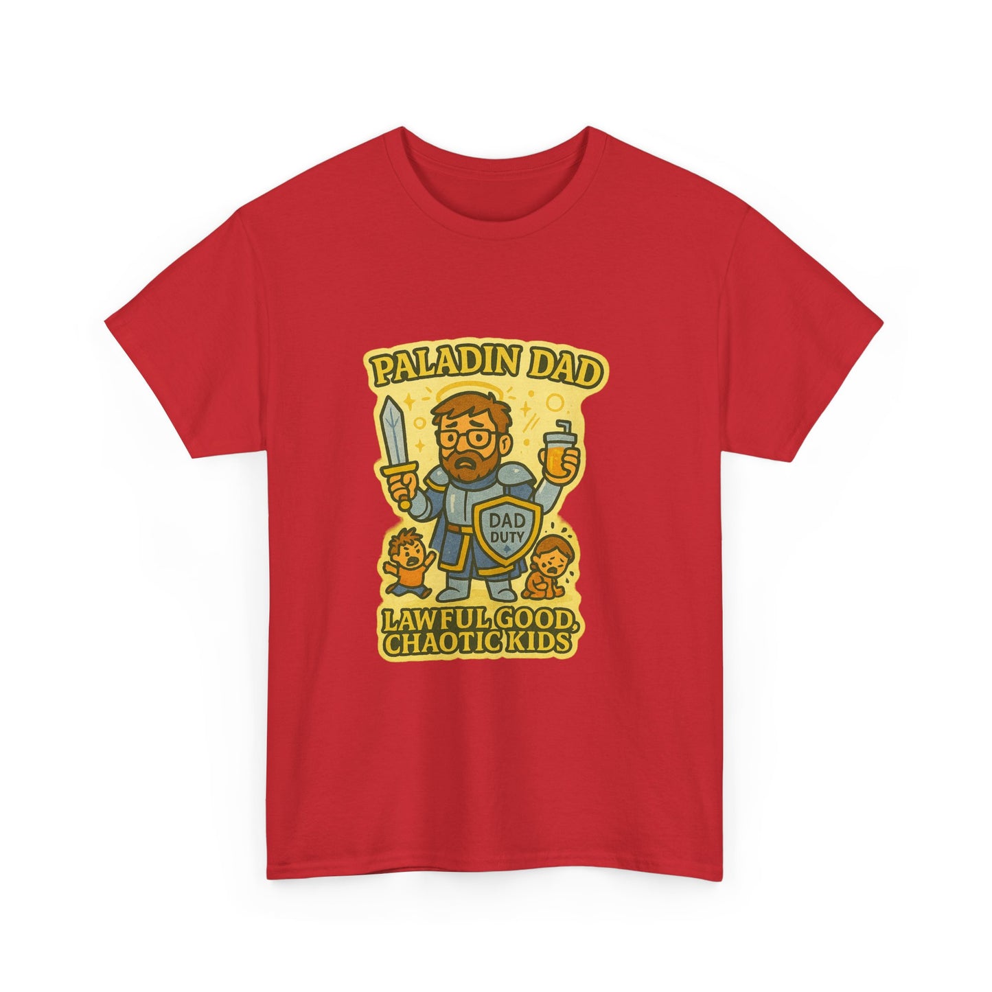 Paladin Dad Unisex Heavy Cotton Tee | Perfect Gift for Dads, Fun Family Time, Gaming Enthusiasts, Fathers' Day, Birthdays