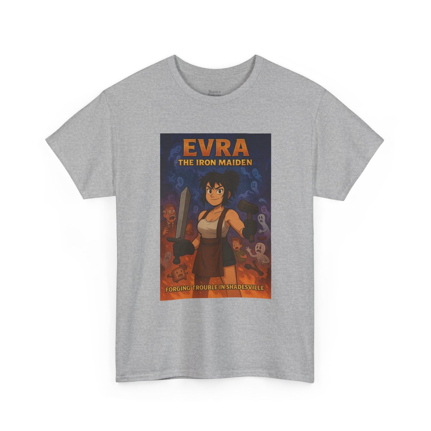 Evra the Iron Maiden Unisex Heavy Cotton Tee | Anime Shirt, Graphic Tee, Geek Fashion, Gift for Her, Casual Wear