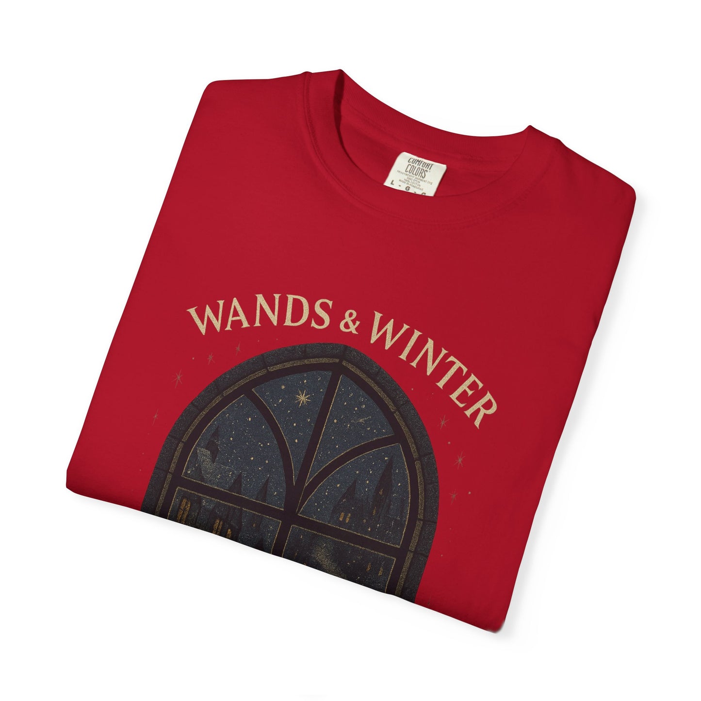 Wands & Winter Unisex Garment-Dyed T-shirt | Cozy Magic Tee, Holiday Gift, Winter Apparel, Witchy Style, Casual Wear