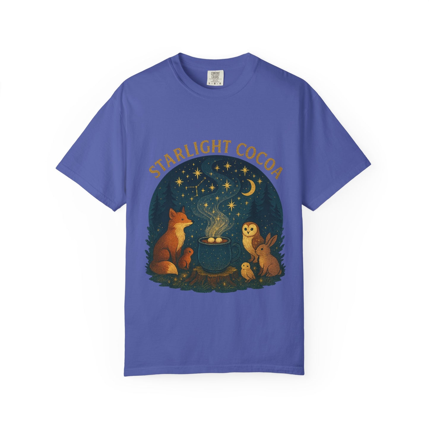 Starlight Cocoa T-Shirt | Cozy Night Vibe | Unisex Graphic Tee | Perfect for Camping, Stargazing, Gift for Nature Lovers