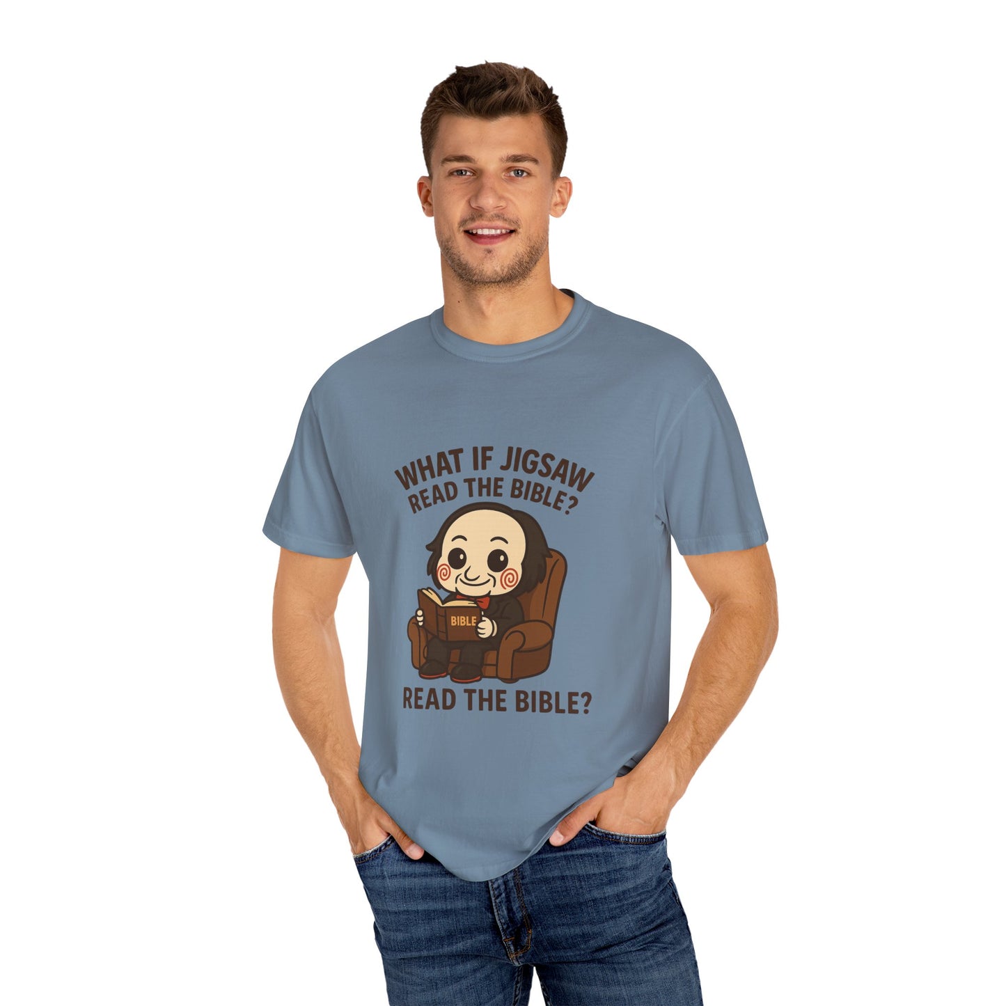Quirky Graphic Tee, Jigsaw Humor Shirt, Unique Gift for Readers, Fun Bible Reference T-shirt, Casual Everyday Wear