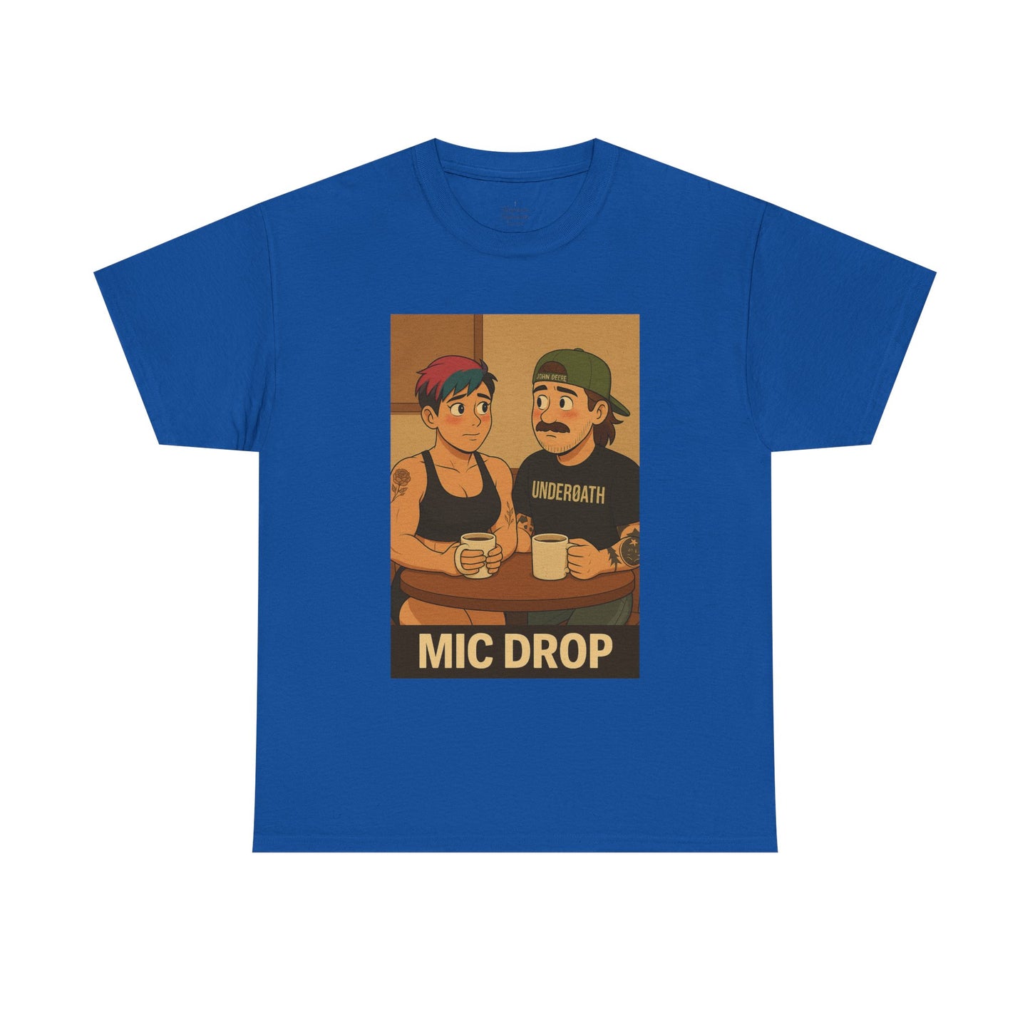 Mic Drop Unisex Heavy Cotton Tee, Fun Graphic T-Shirt, Casual Wear, Gift for Friends, Unique Humor Shirt, Coffee Lovers Tee