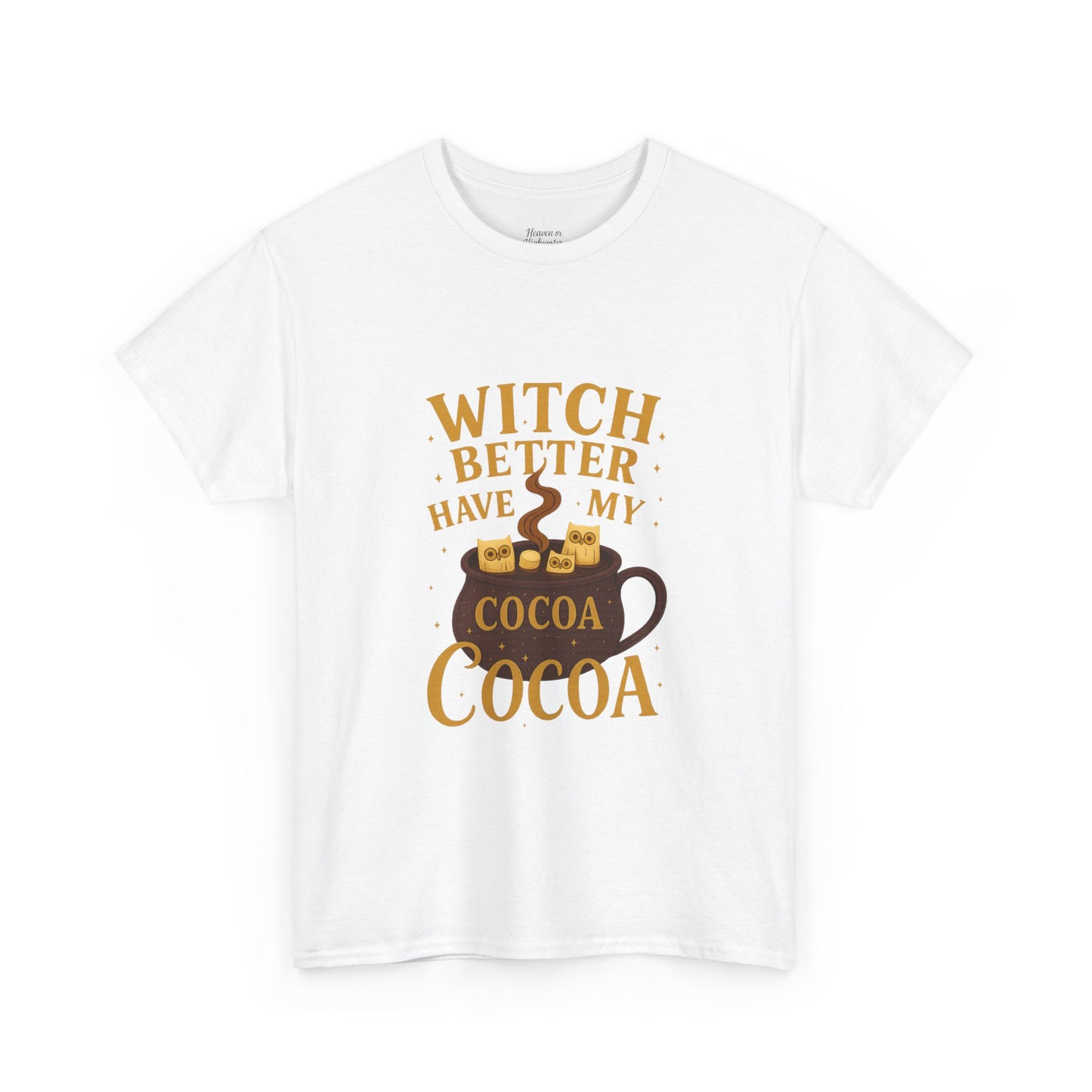 Witchy Cocoa Tee - Unisex Heavy Cotton Shirt for Fall, Halloween Parties, Cozy Vibes, Gift Idea, Fall Fashion