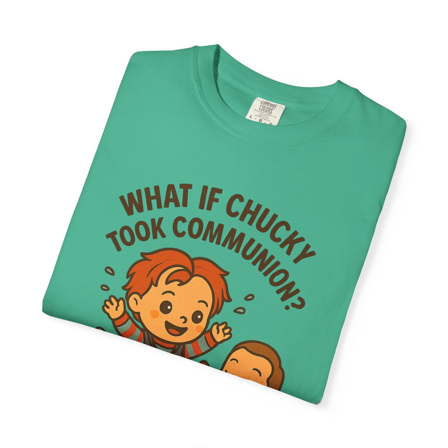 Baptism Humor T-Shirt, Funny Religious Tee, Unisex Gift, Cute Chucky Design, Perfect for Celebrations