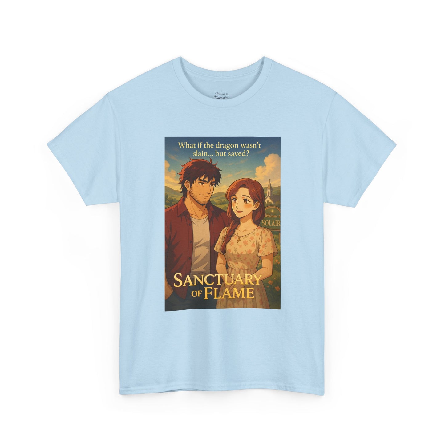 Fantasy Graphic Tee, Unisex Heavy Cotton T-Shirt, Sanctuary of Flame, Dragon Lover Gift, Comfortable Casual Wear, Book Lover Apparel