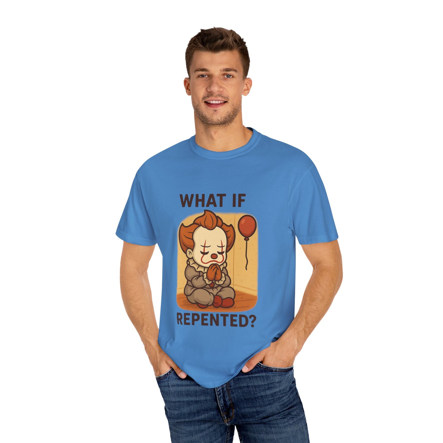 What If Repented? Unisex Garment-Dyed T-Shirt, Cartoon Tee, Humorous Apparel, Gift for Fans, Fun Casual Wear