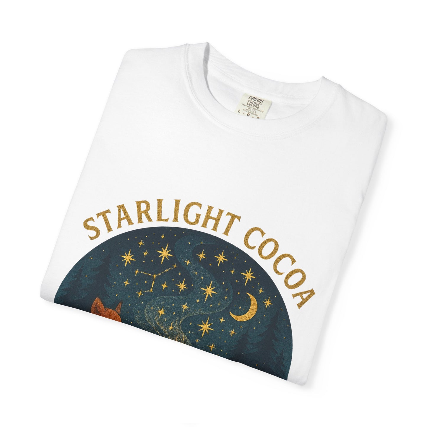 Starlight Cocoa T-Shirt | Cozy Night Vibe | Unisex Graphic Tee | Perfect for Camping, Stargazing, Gift for Nature Lovers