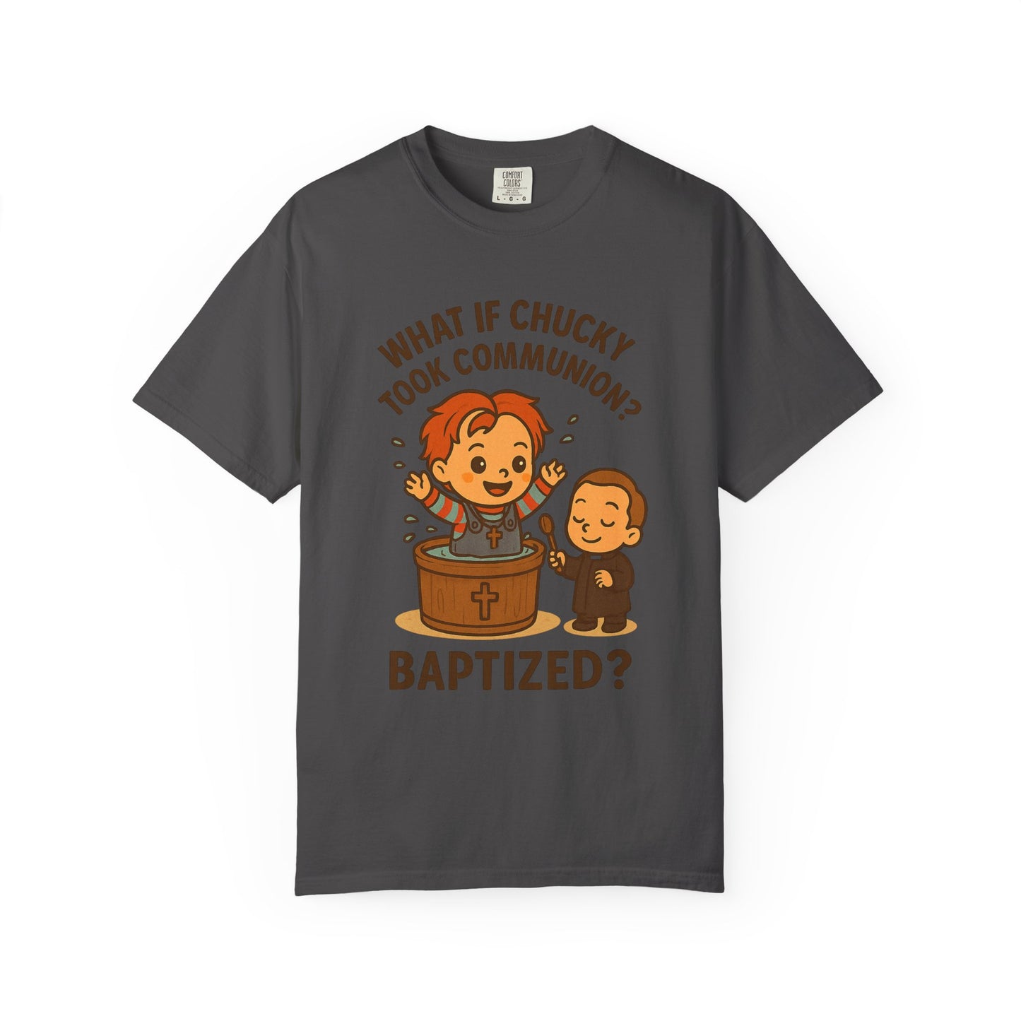 Baptism Humor T-Shirt, Funny Religious Tee, Unisex Gift, Cute Chucky Design, Perfect for Celebrations