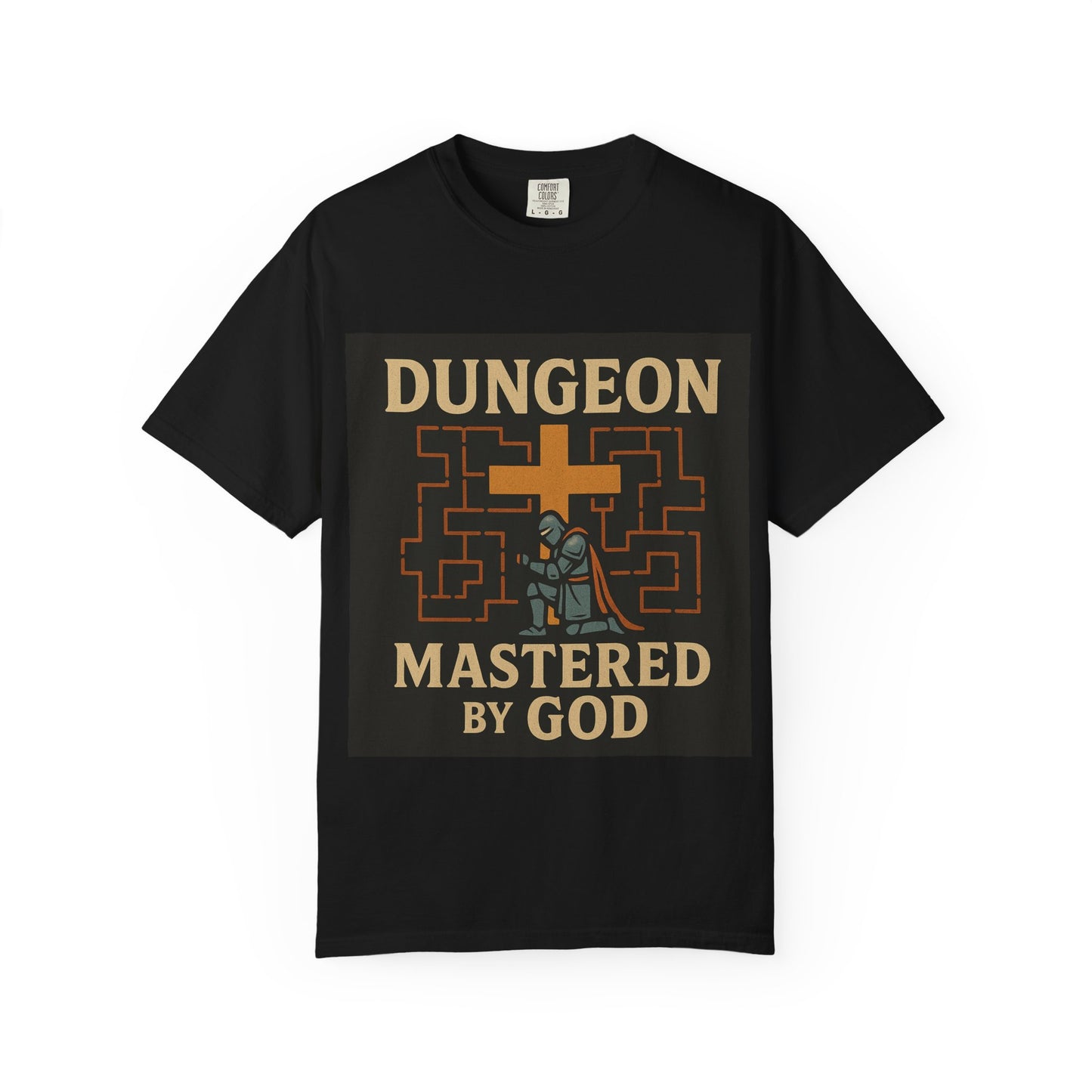 Dungeon Mastered by God T-Shirt, Unisex Graphic Tee, Gamer Gift, Funny Religious Humor, Retro Video Game Shirt