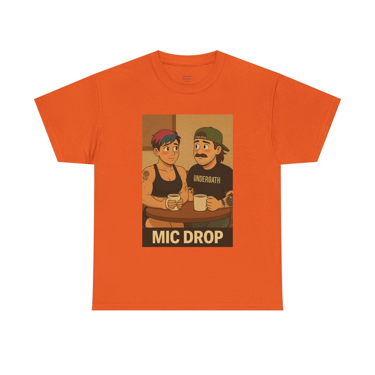 Mic Drop Unisex Heavy Cotton Tee, Fun Graphic T-Shirt, Casual Wear, Gift for Friends, Unique Humor Shirt, Coffee Lovers Tee