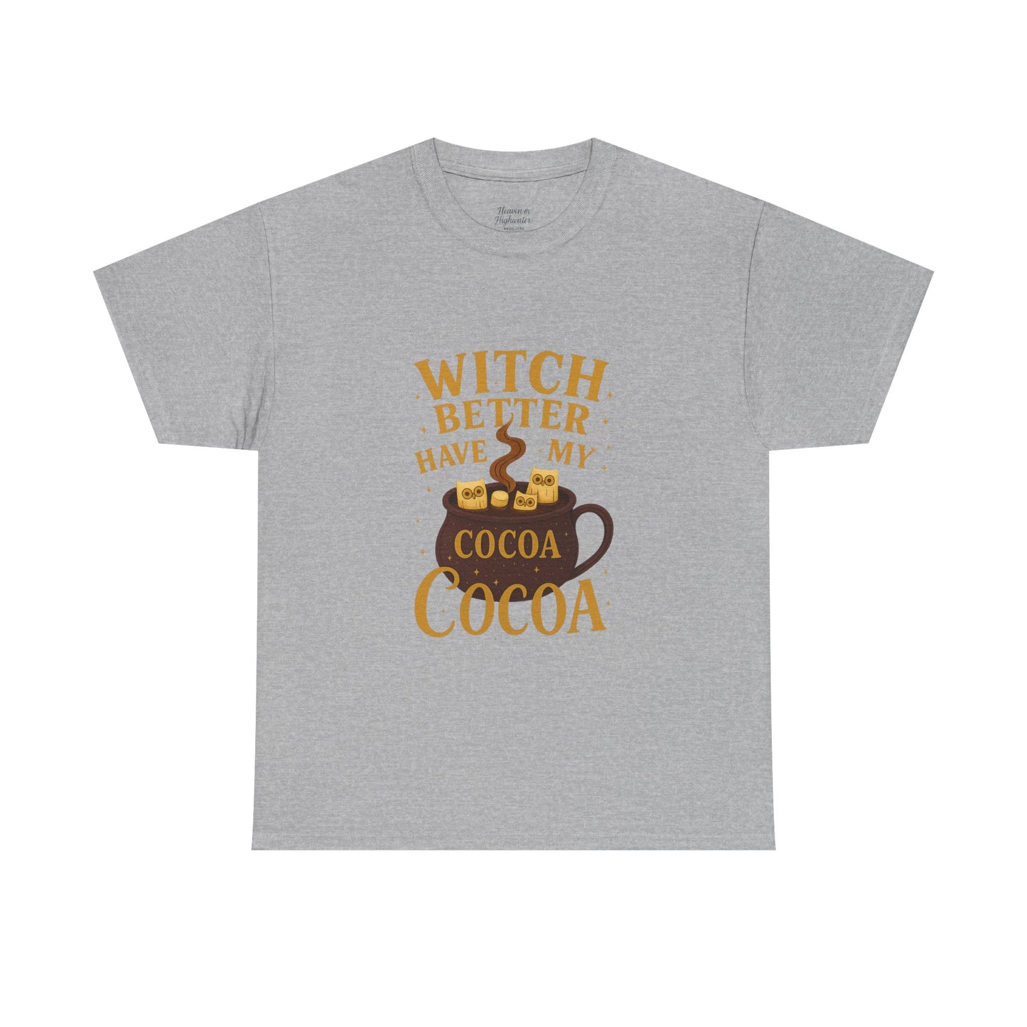 Witchy Cocoa Tee - Unisex Heavy Cotton Shirt for Fall, Halloween Parties, Cozy Vibes, Gift Idea, Fall Fashion