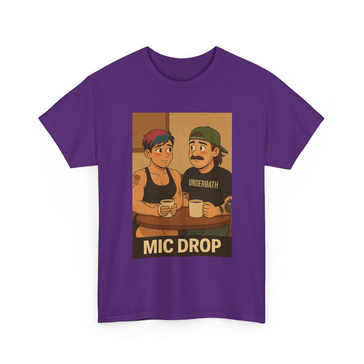 Mic Drop Unisex Heavy Cotton Tee, Fun Graphic T-Shirt, Casual Wear, Gift for Friends, Unique Humor Shirt, Coffee Lovers Tee