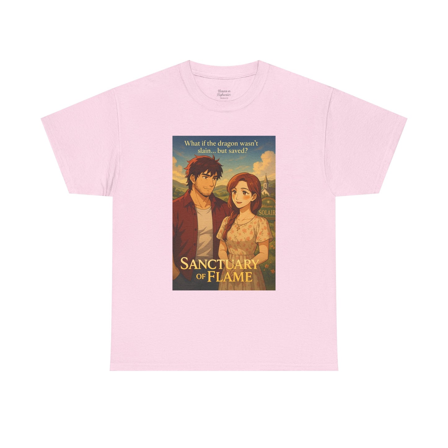 Fantasy Graphic Tee, Unisex Heavy Cotton T-Shirt, Sanctuary of Flame, Dragon Lover Gift, Comfortable Casual Wear, Book Lover Apparel