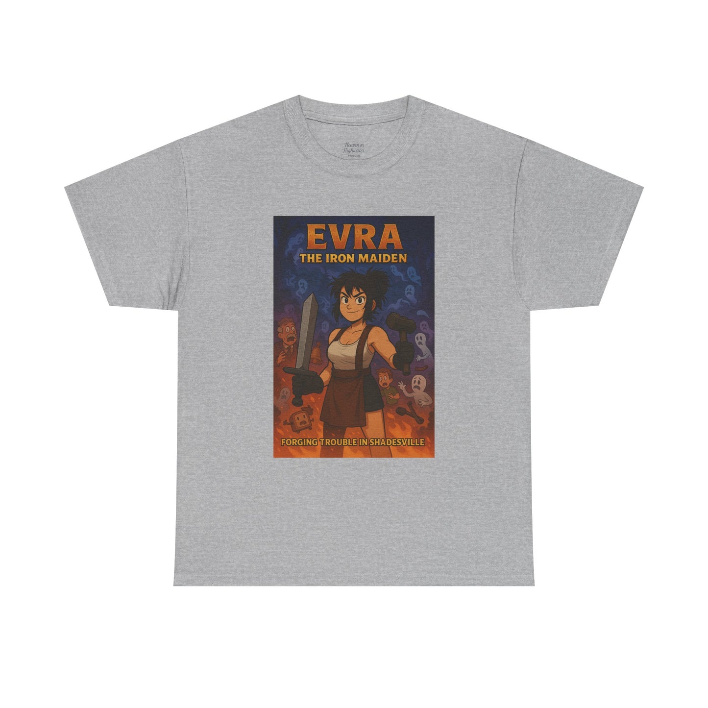 Evra the Iron Maiden Unisex Heavy Cotton Tee | Anime Shirt, Graphic Tee, Geek Fashion, Gift for Her, Casual Wear