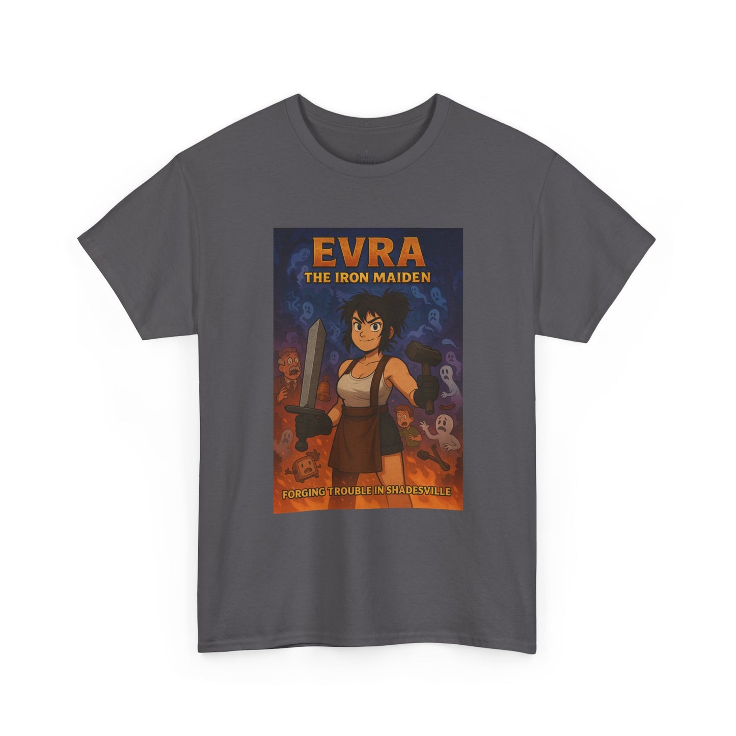 Evra the Iron Maiden Unisex Heavy Cotton Tee | Anime Shirt, Graphic Tee, Geek Fashion, Gift for Her, Casual Wear