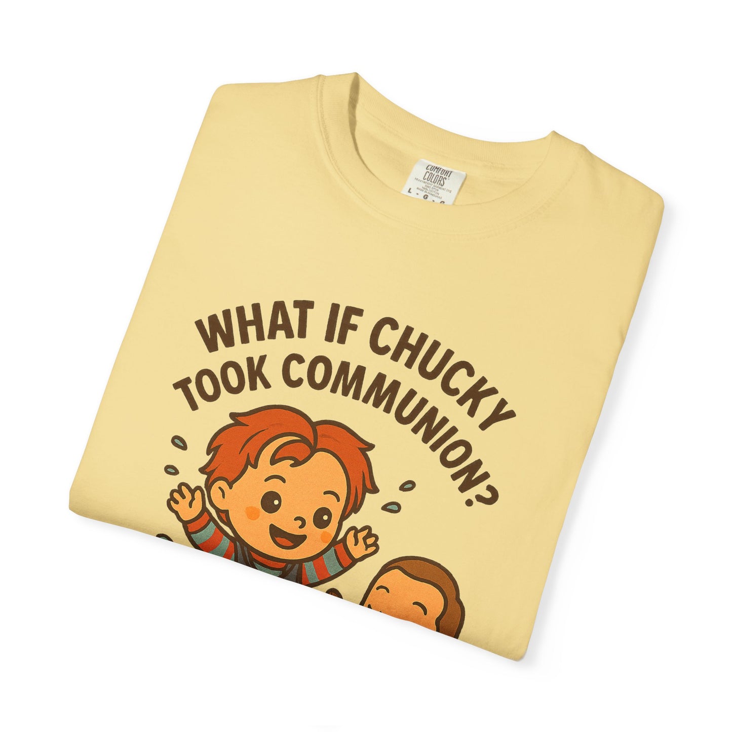 Baptism Humor T-Shirt, Funny Religious Tee, Unisex Gift, Cute Chucky Design, Perfect for Celebrations